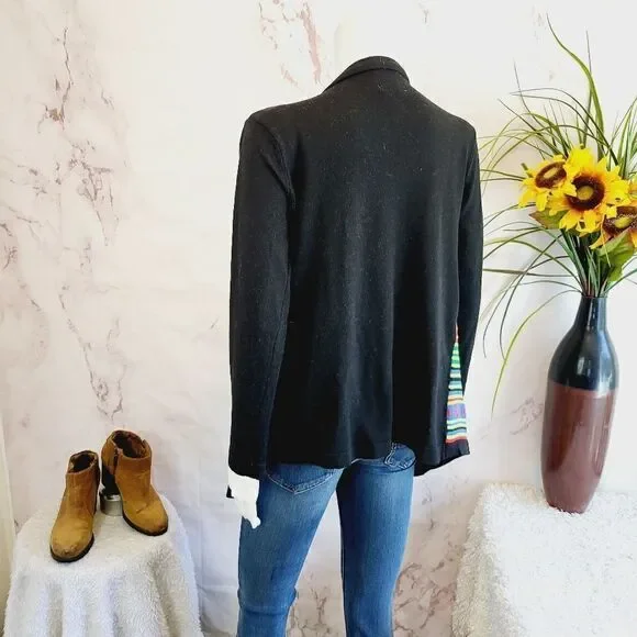 First Nice Tribal Pattern Soft Knit colorful open draped cardigan sweater - Picture 3 of 8